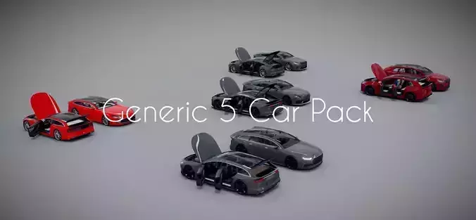 Generic low poly 5 car pack