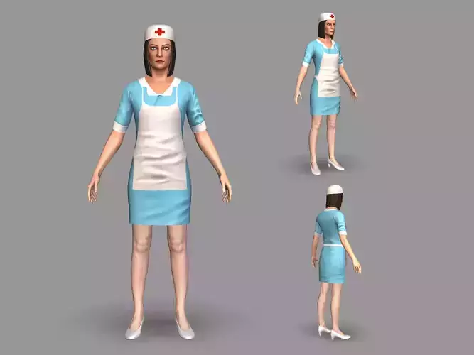 Nurse in dress Low-poly 3D model