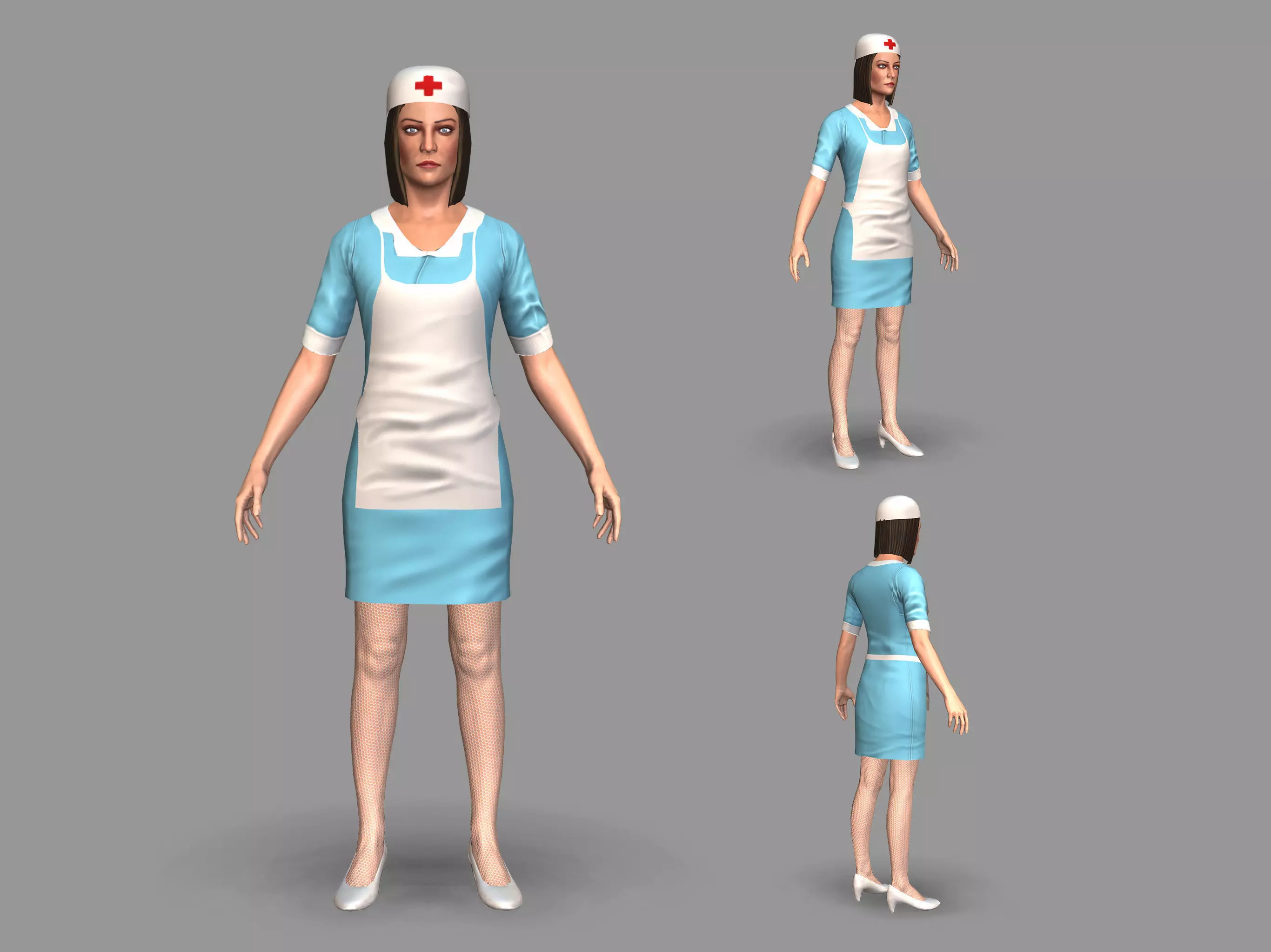 Nurse in dress Low-poly 3D model