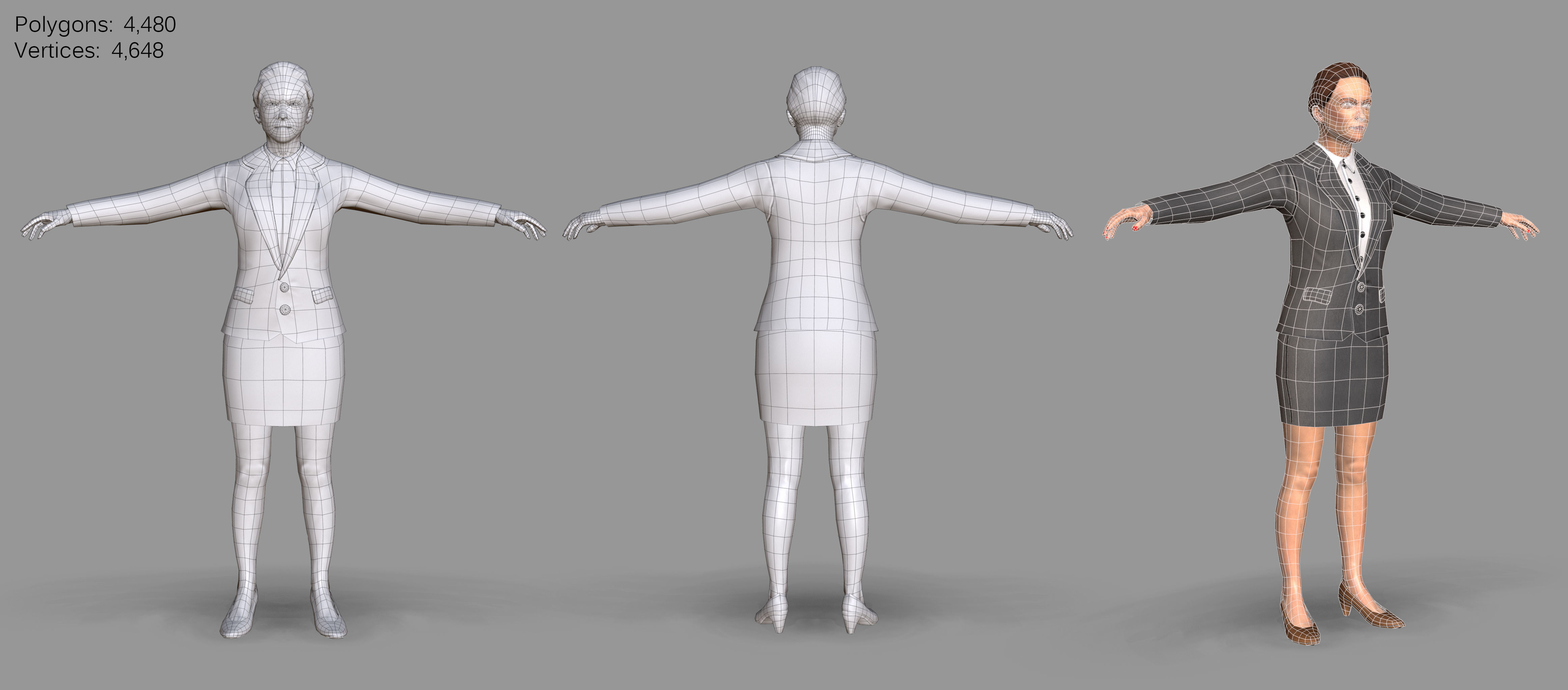 Lady boss Low-poly 3D model_21