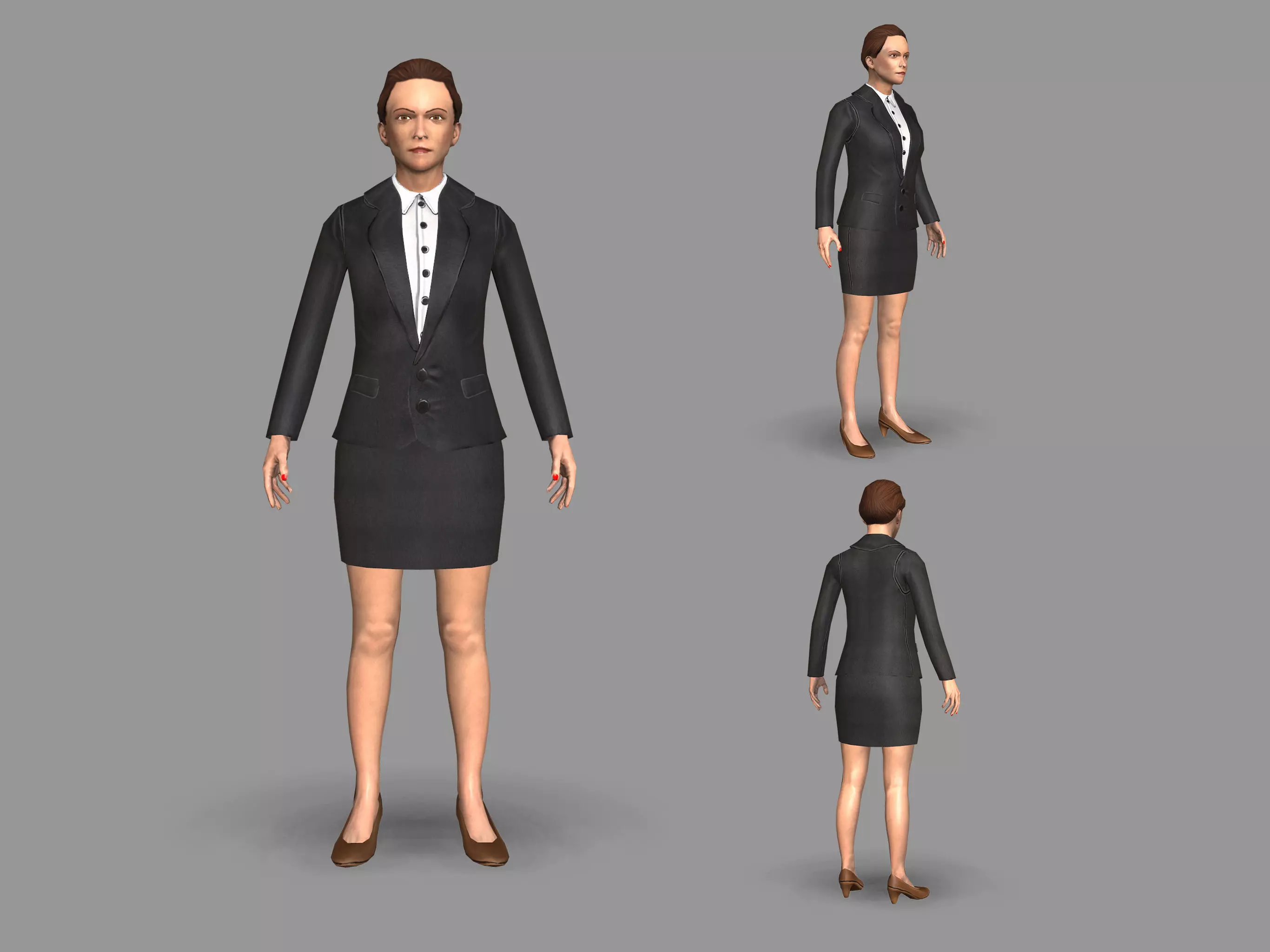 Lady boss Low-poly 3D model_0