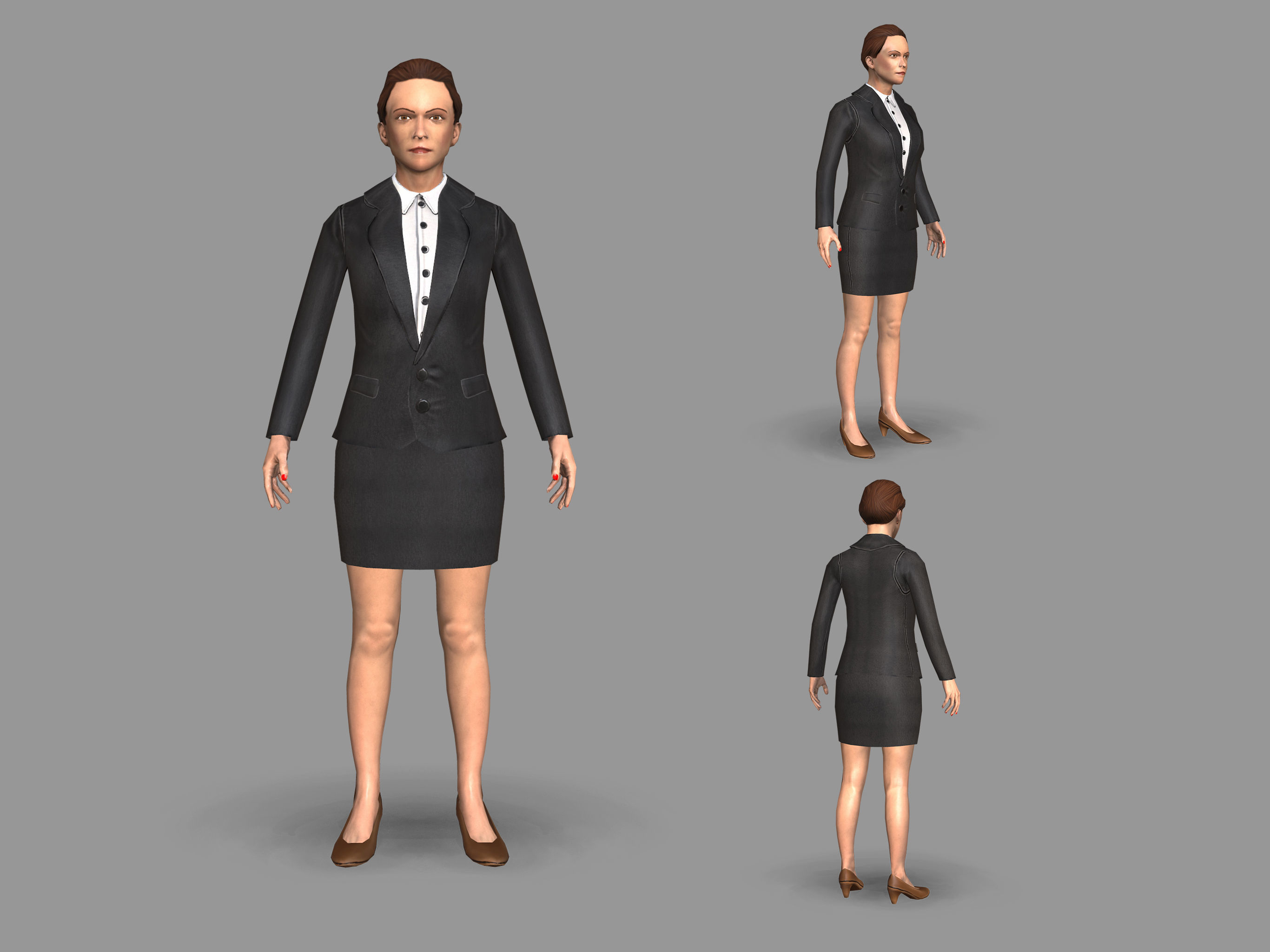 Lady boss Low-poly  3D model