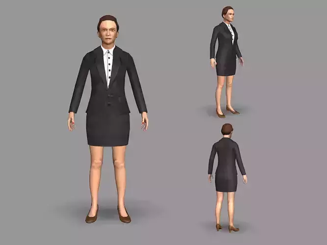 Lady boss Low-poly 3D model