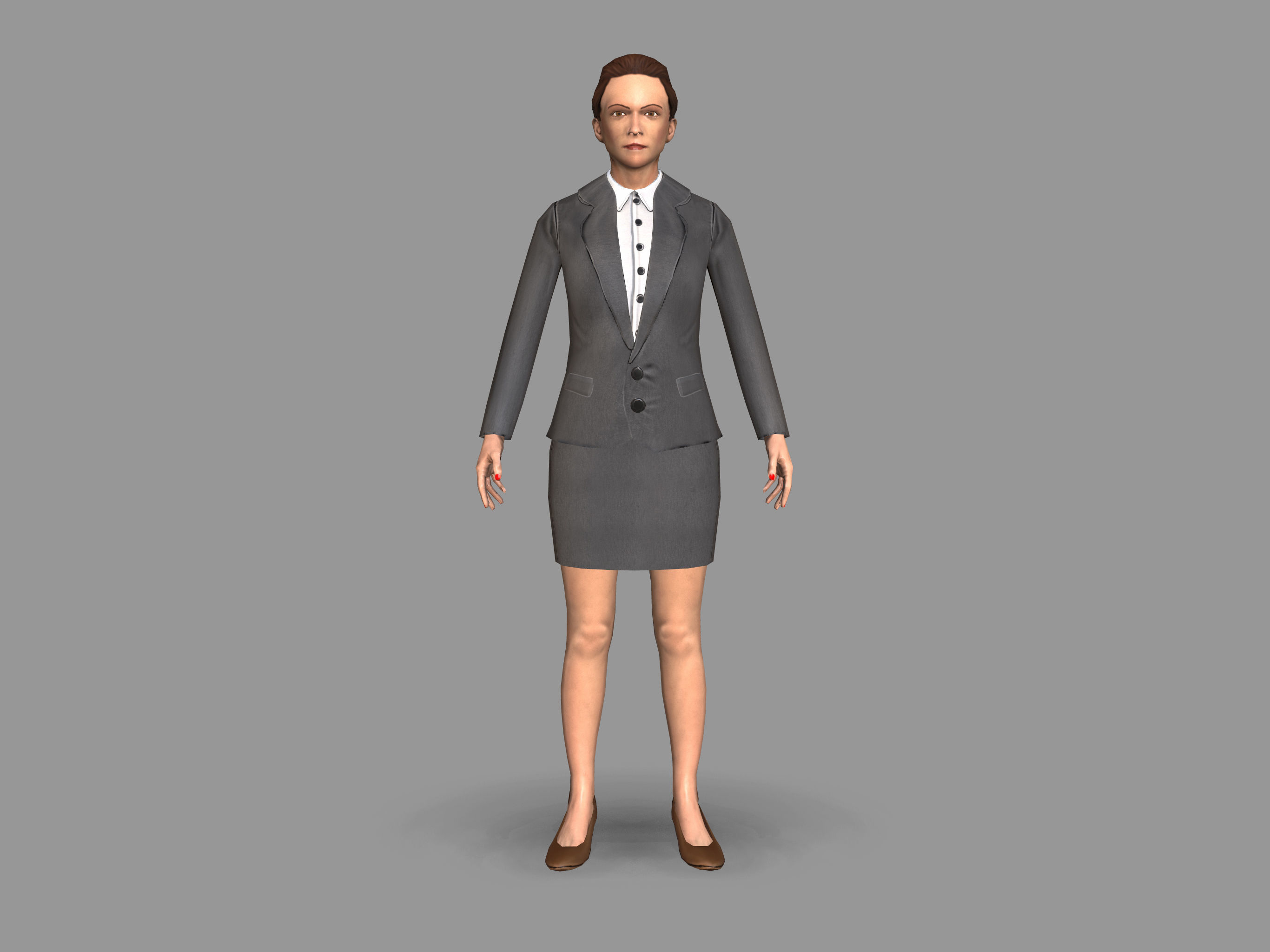 Lady boss Low-poly 3D model_12