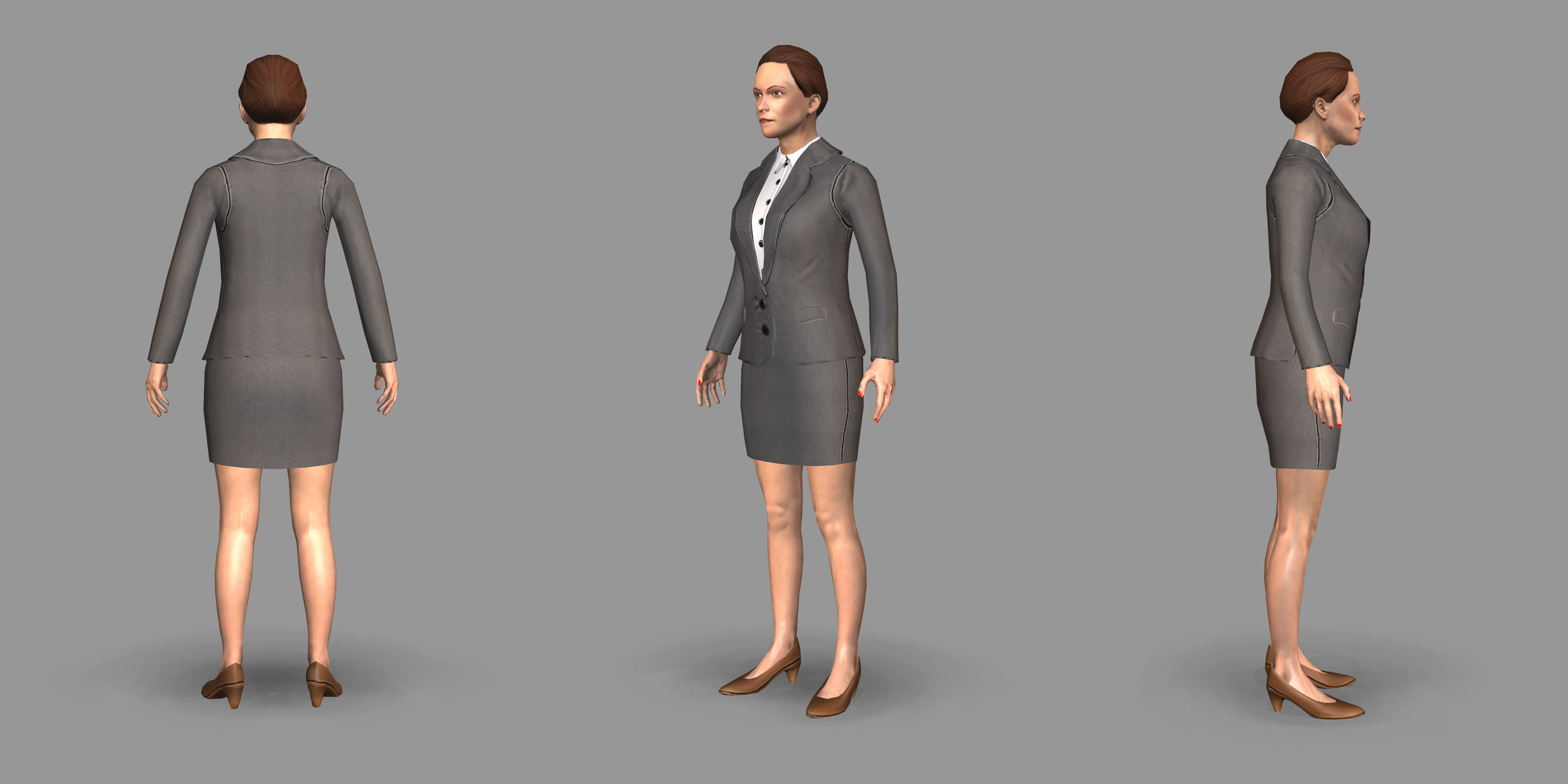 Lady boss Low-poly 3D model_20
