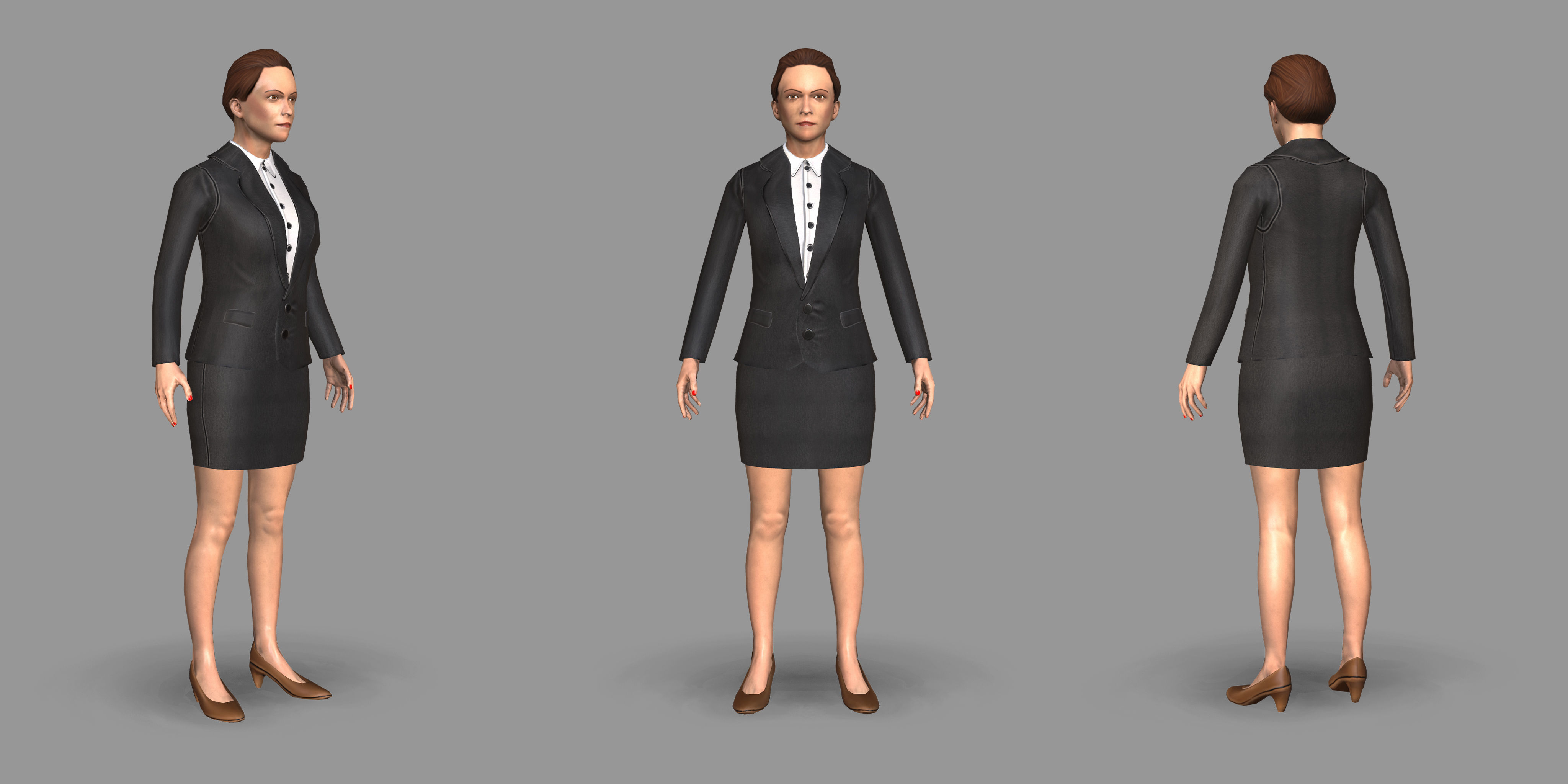 Lady boss Low-poly 3D model_9
