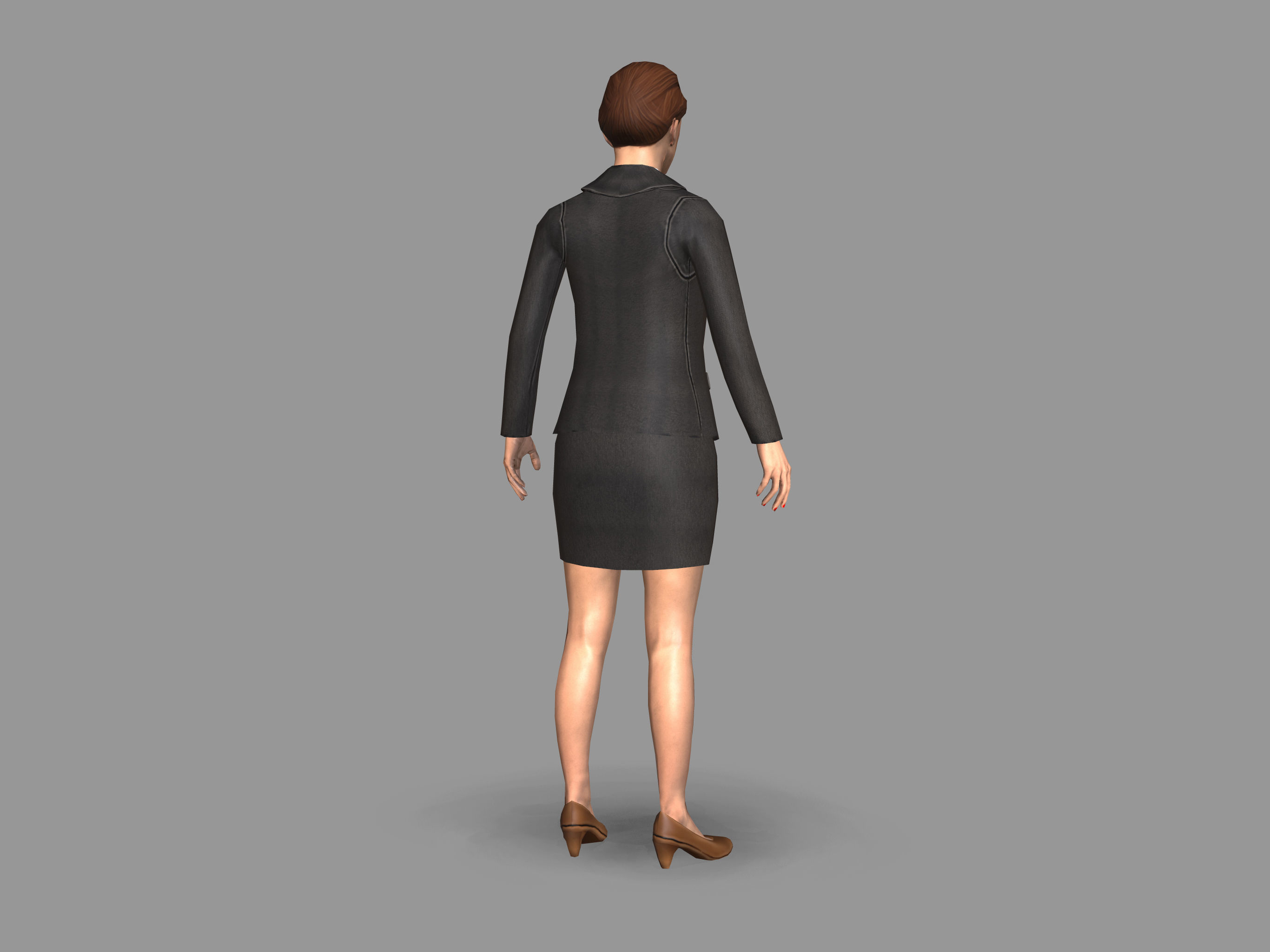 Lady boss Low-poly 3D model_5