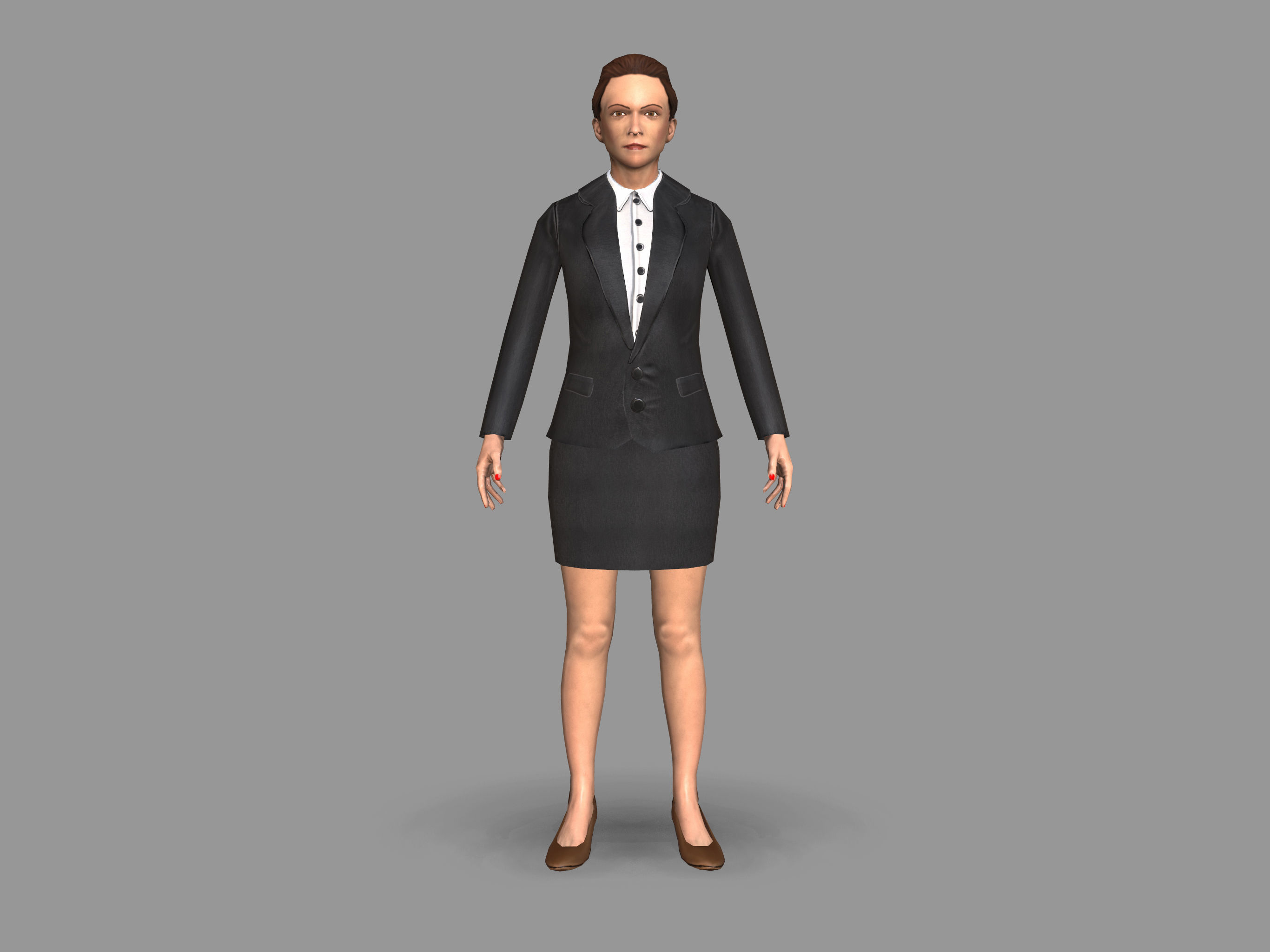 Lady boss Low-poly 3D model_2