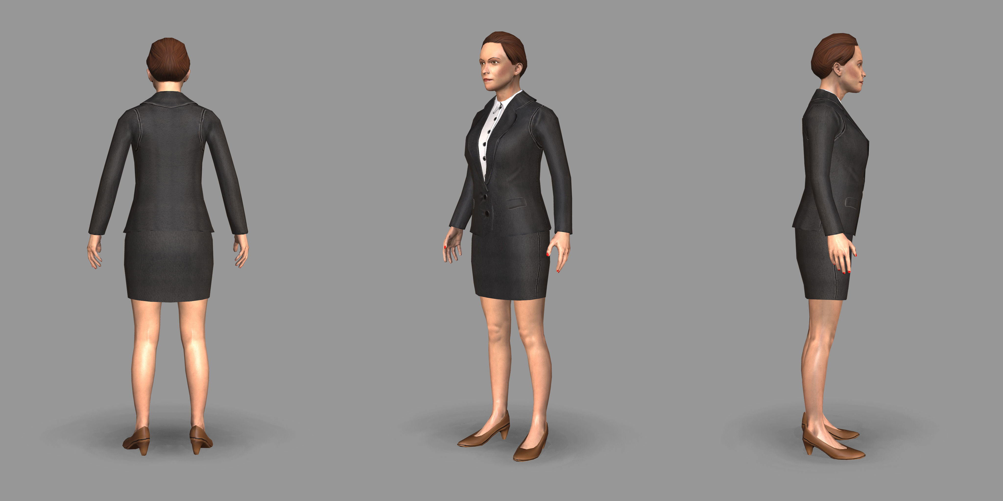 Lady boss Low-poly 3D model_10