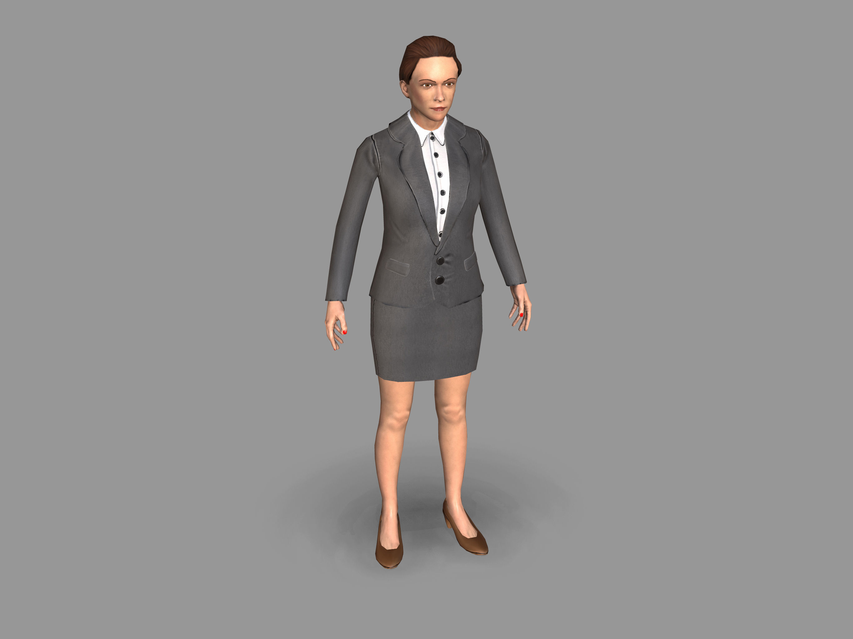 Lady boss Low-poly 3D model_17