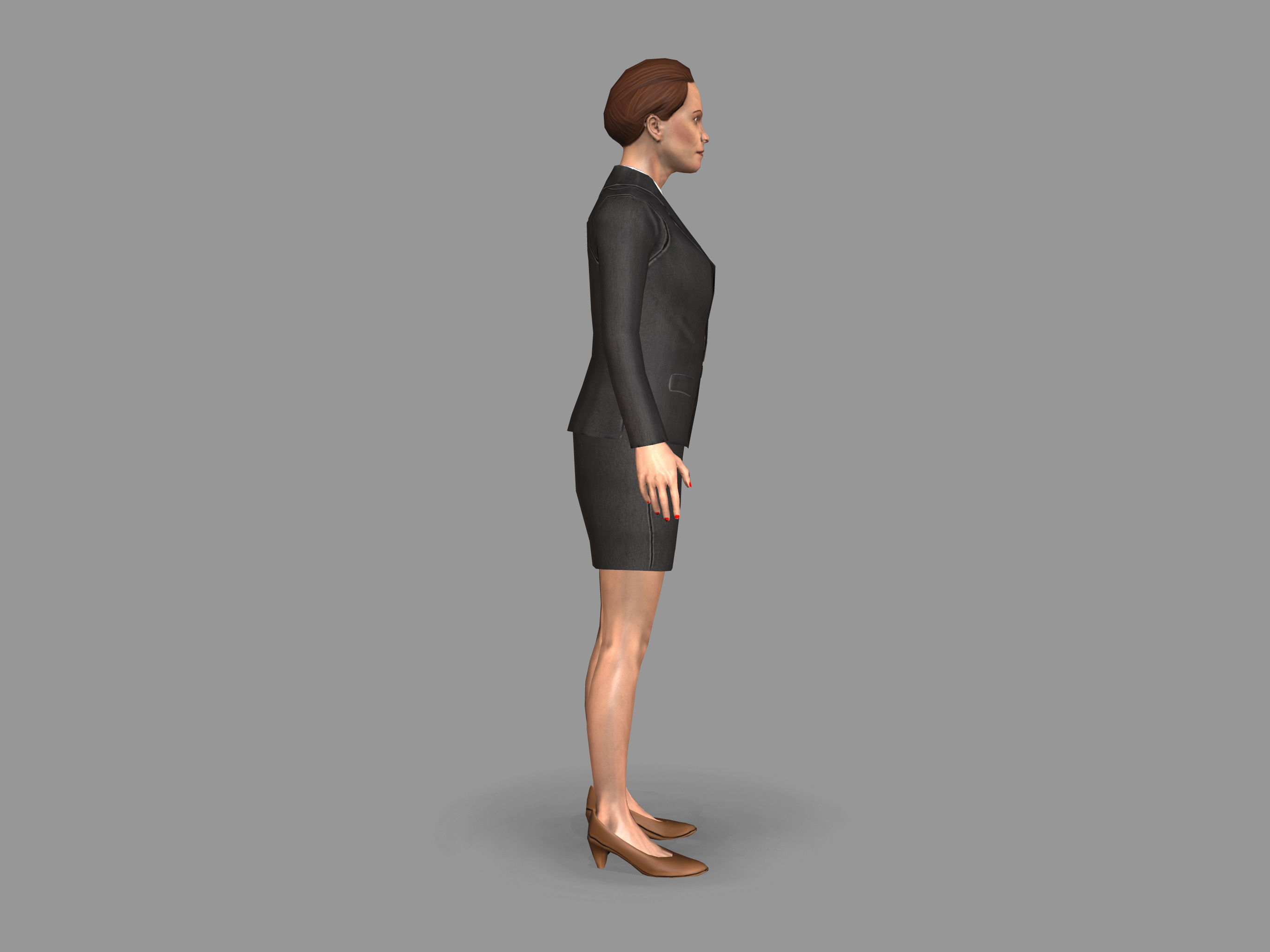 Lady boss Low-poly 3D model_4