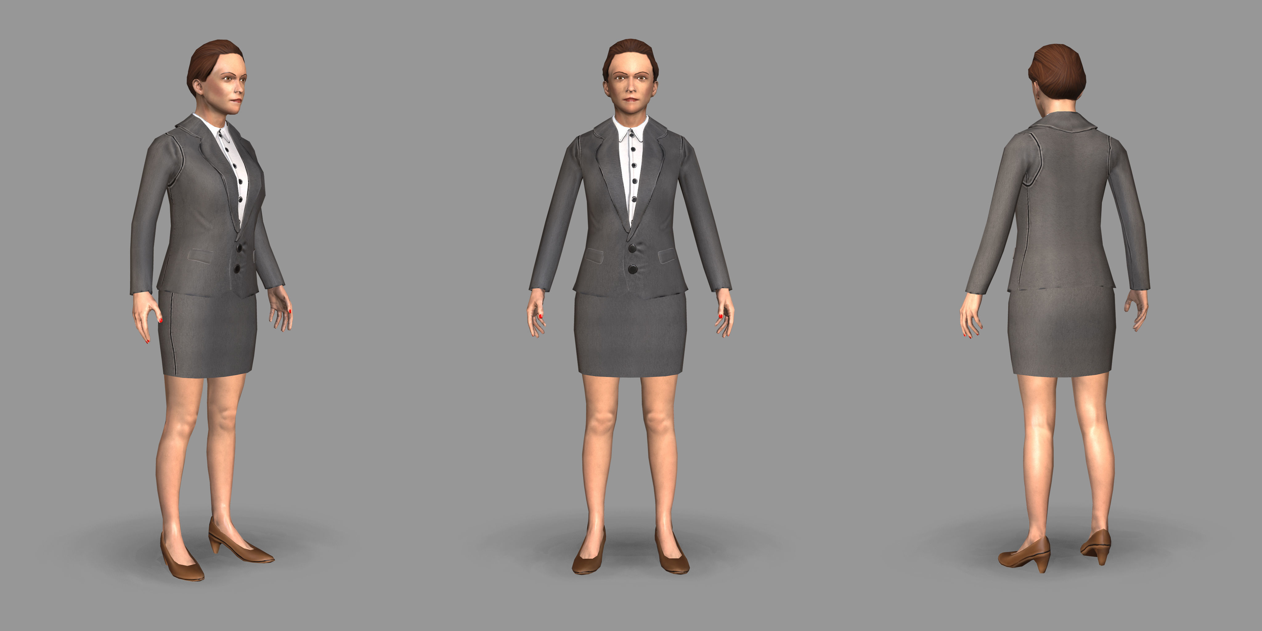 Lady boss Low-poly 3D model_19