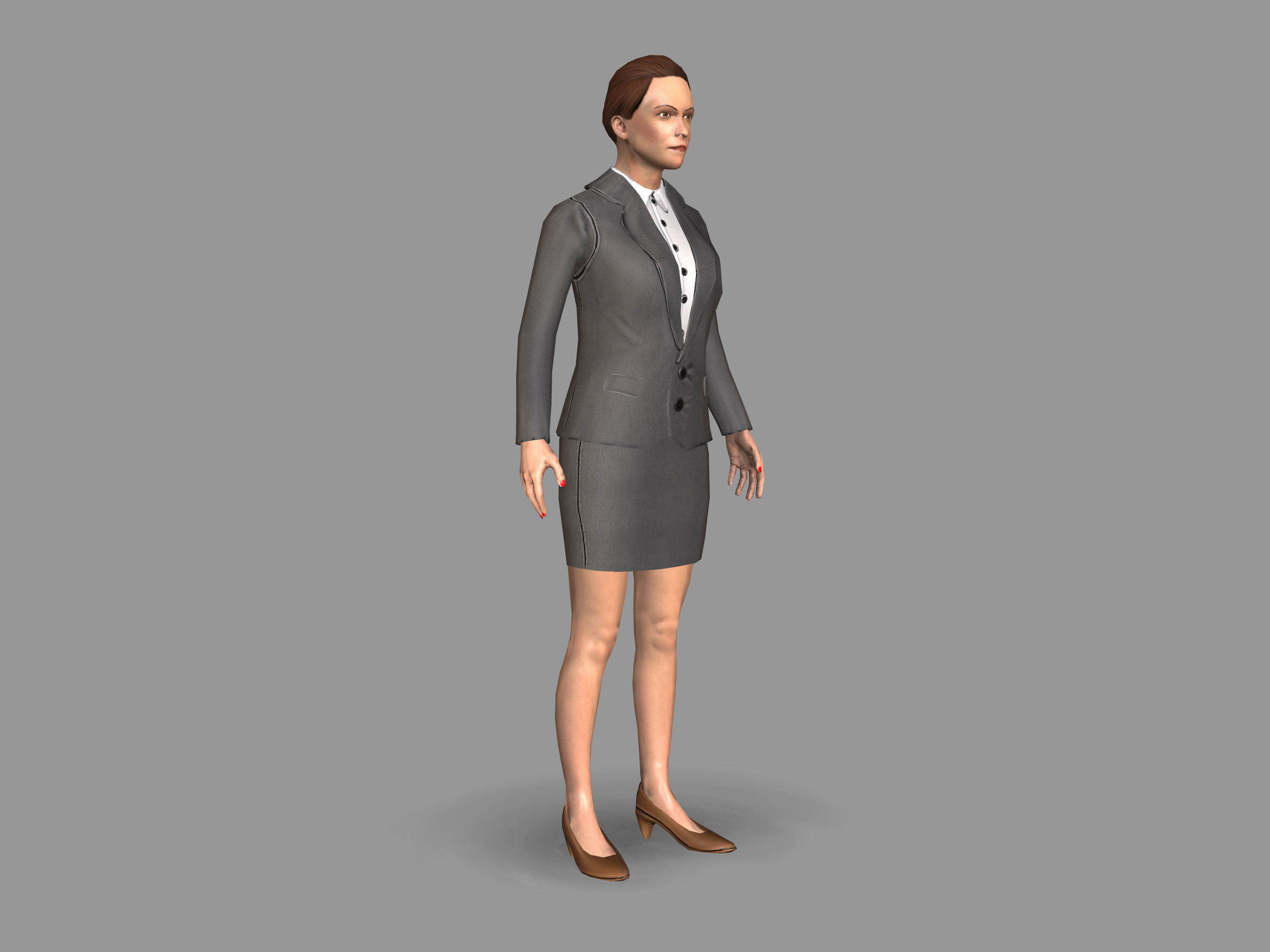 Lady boss Low-poly 3D model_13
