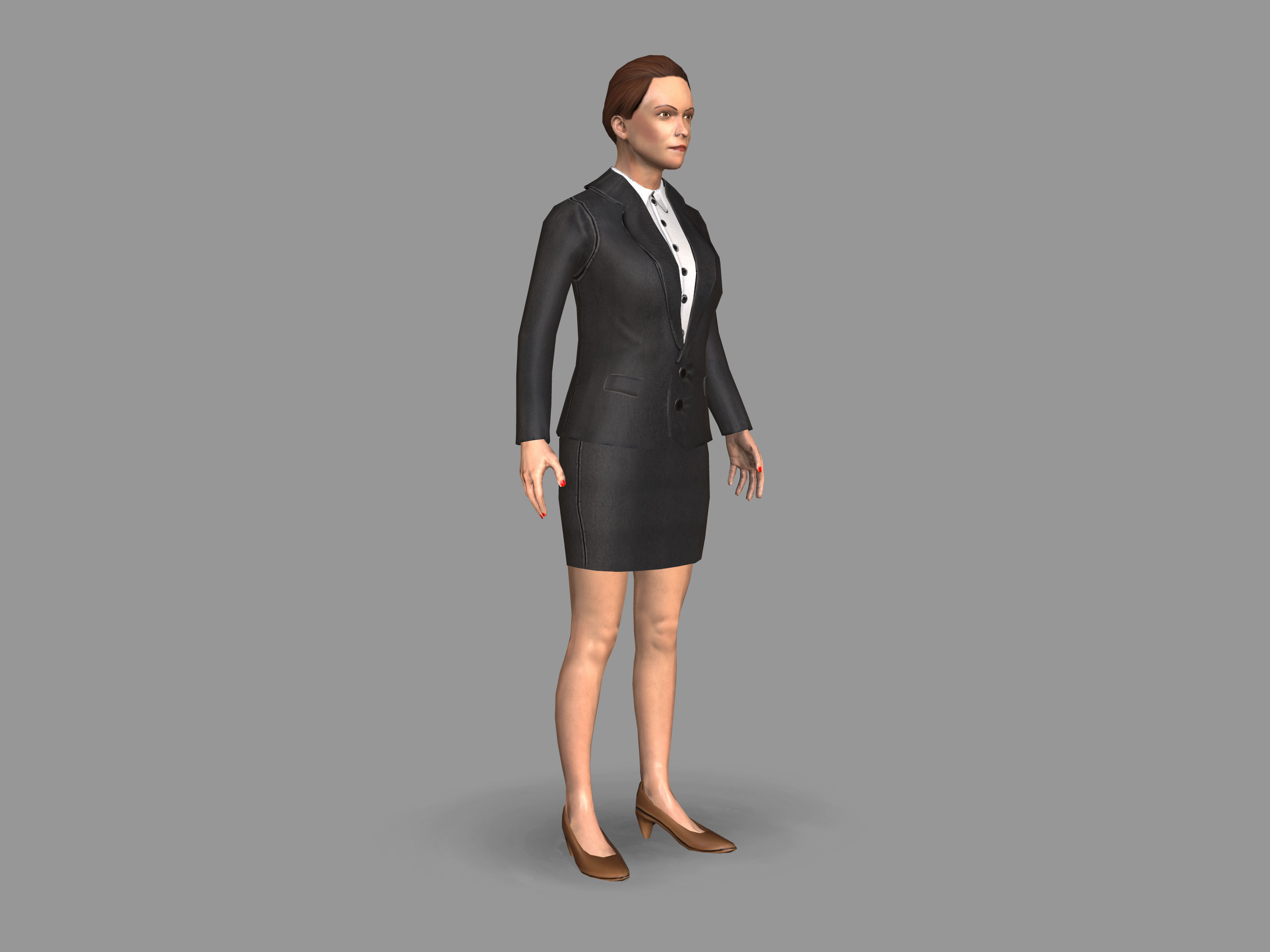 Lady boss Low-poly 3D model_3