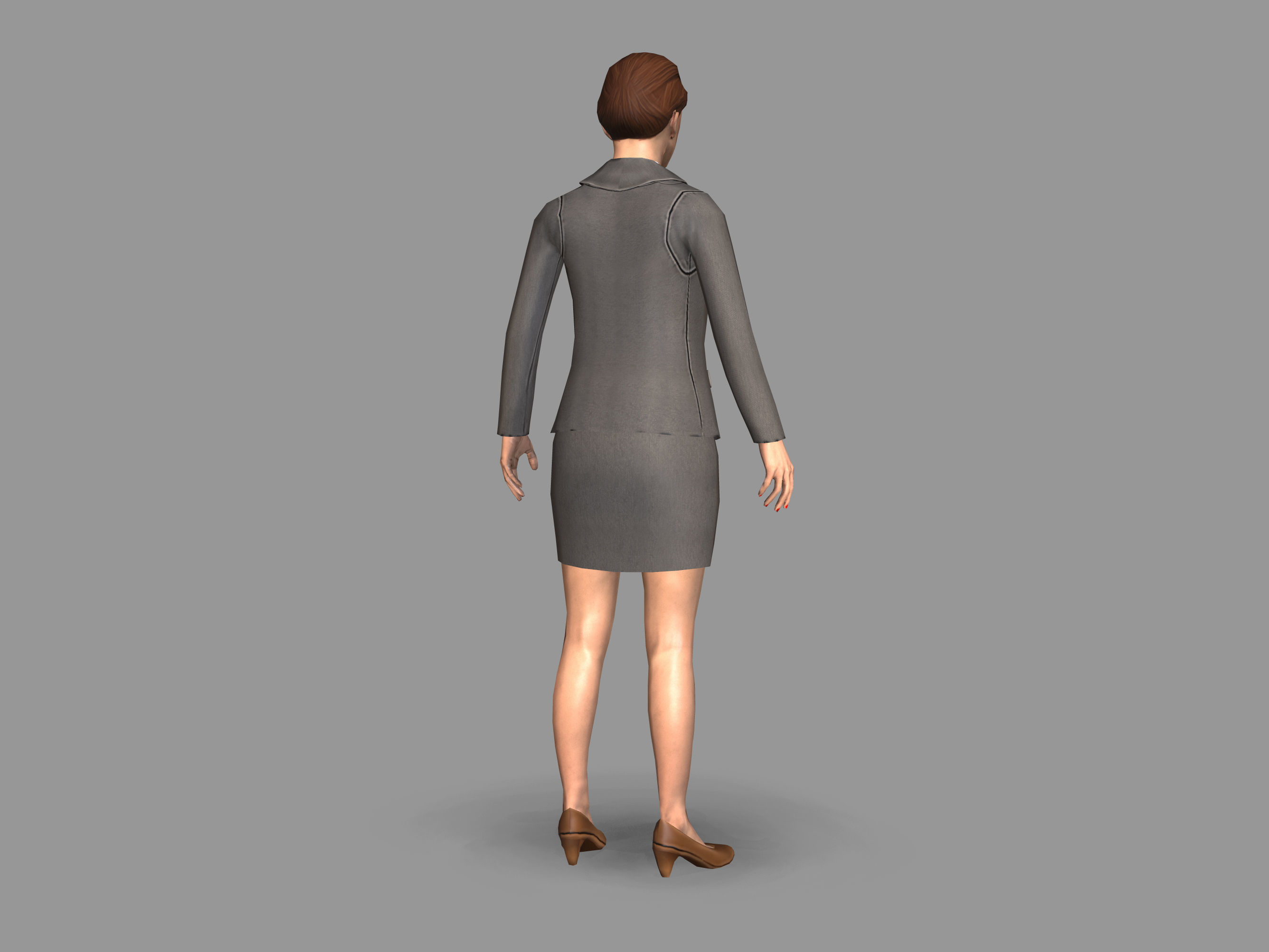 Lady boss Low-poly 3D model_15