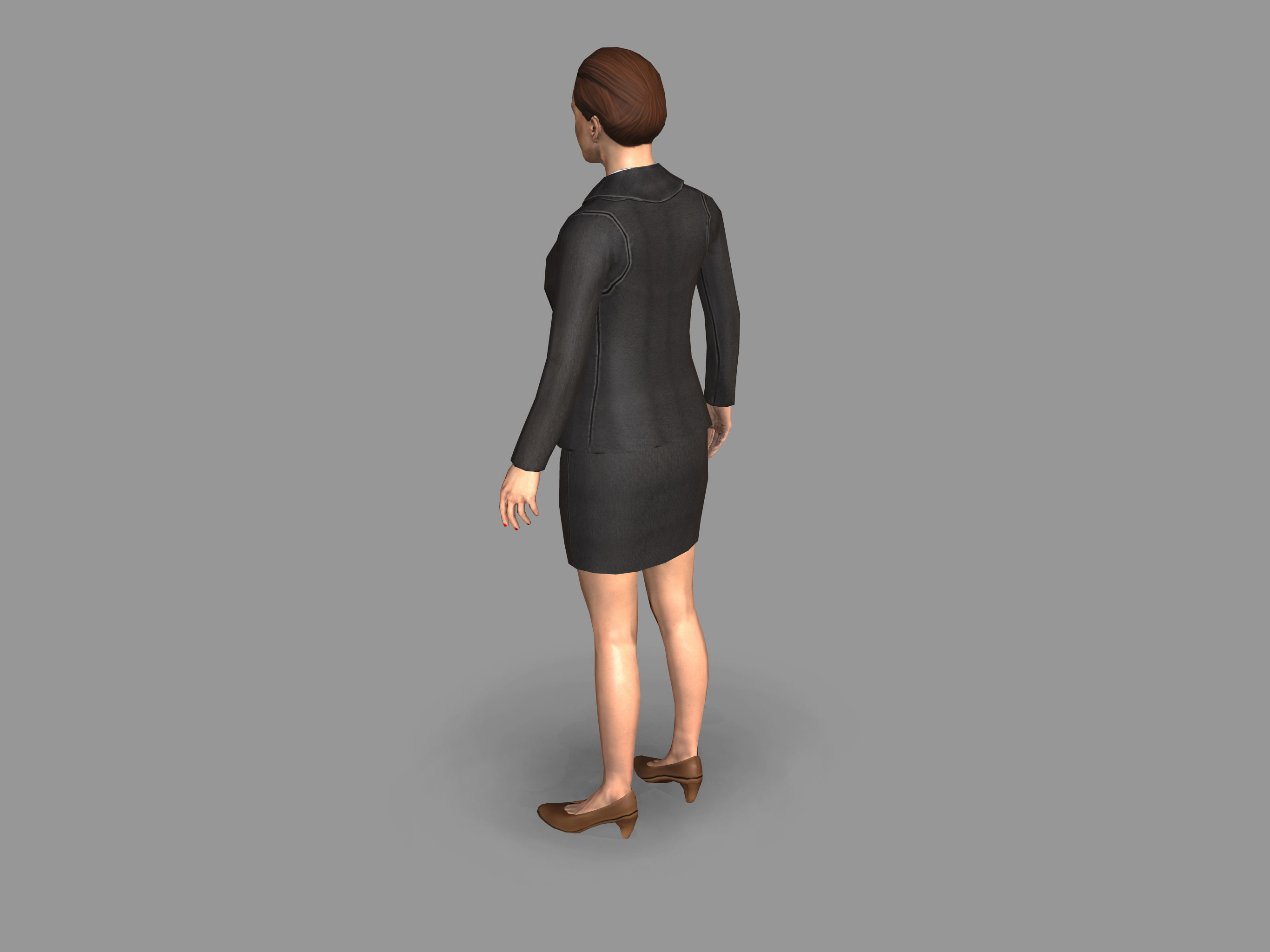 Lady boss Low-poly 3D model_8