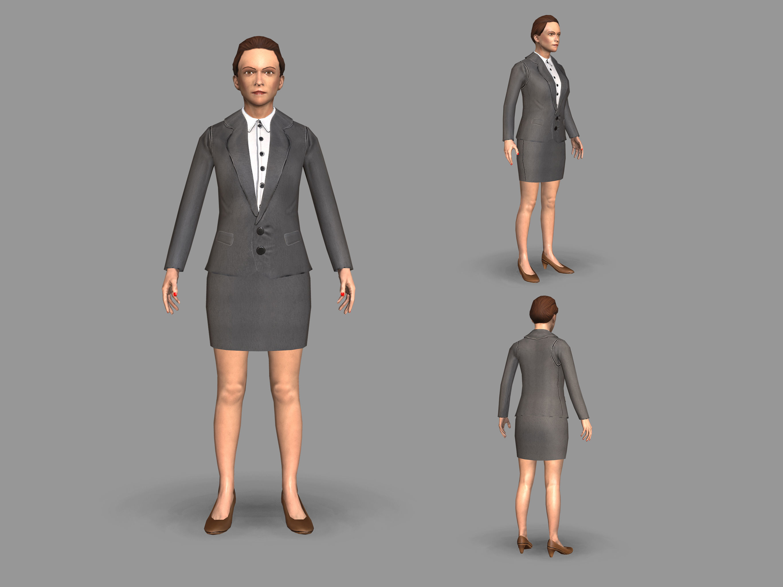 Lady boss Low-poly 3D model_1