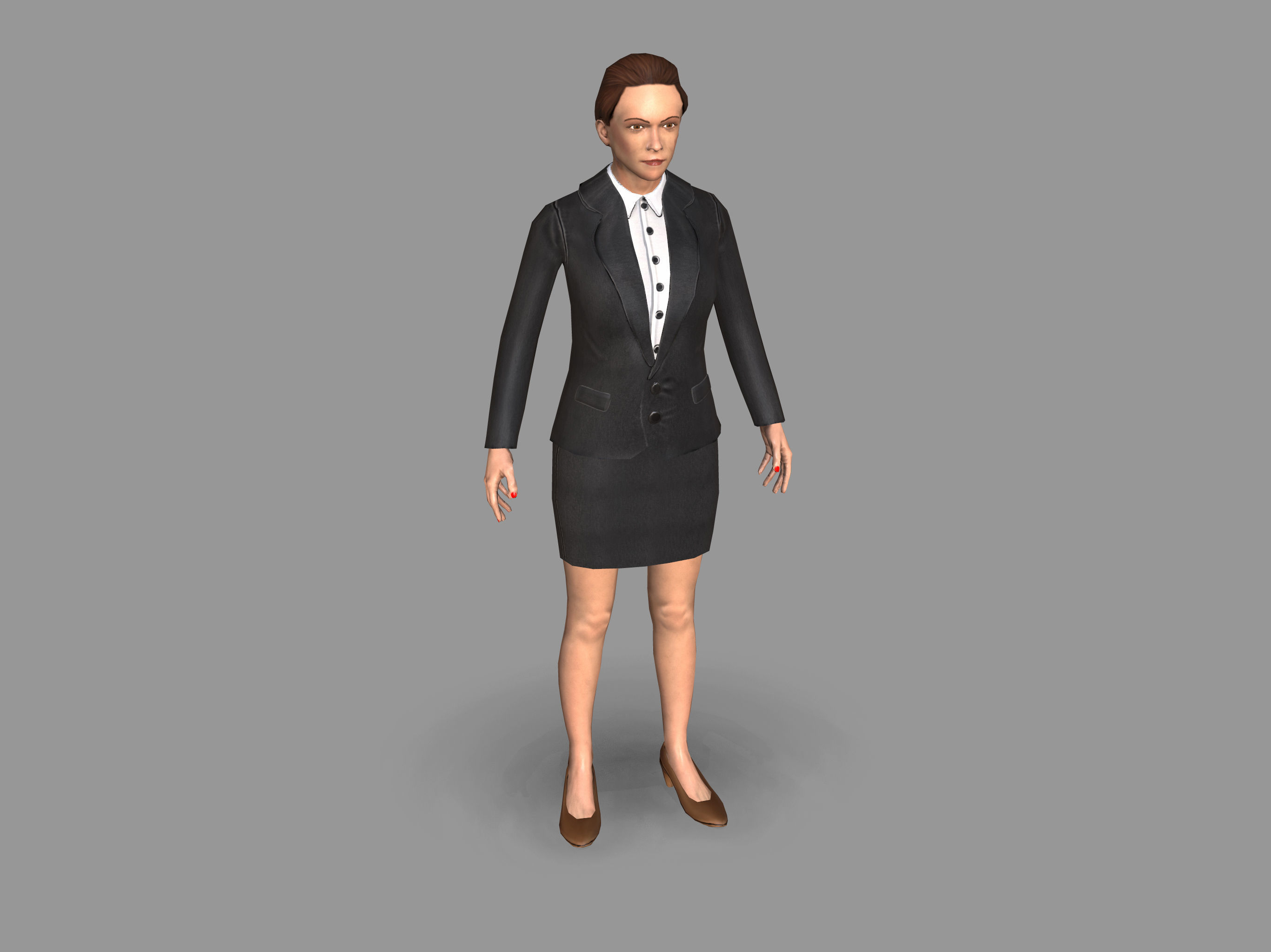 Lady boss Low-poly 3D model_7