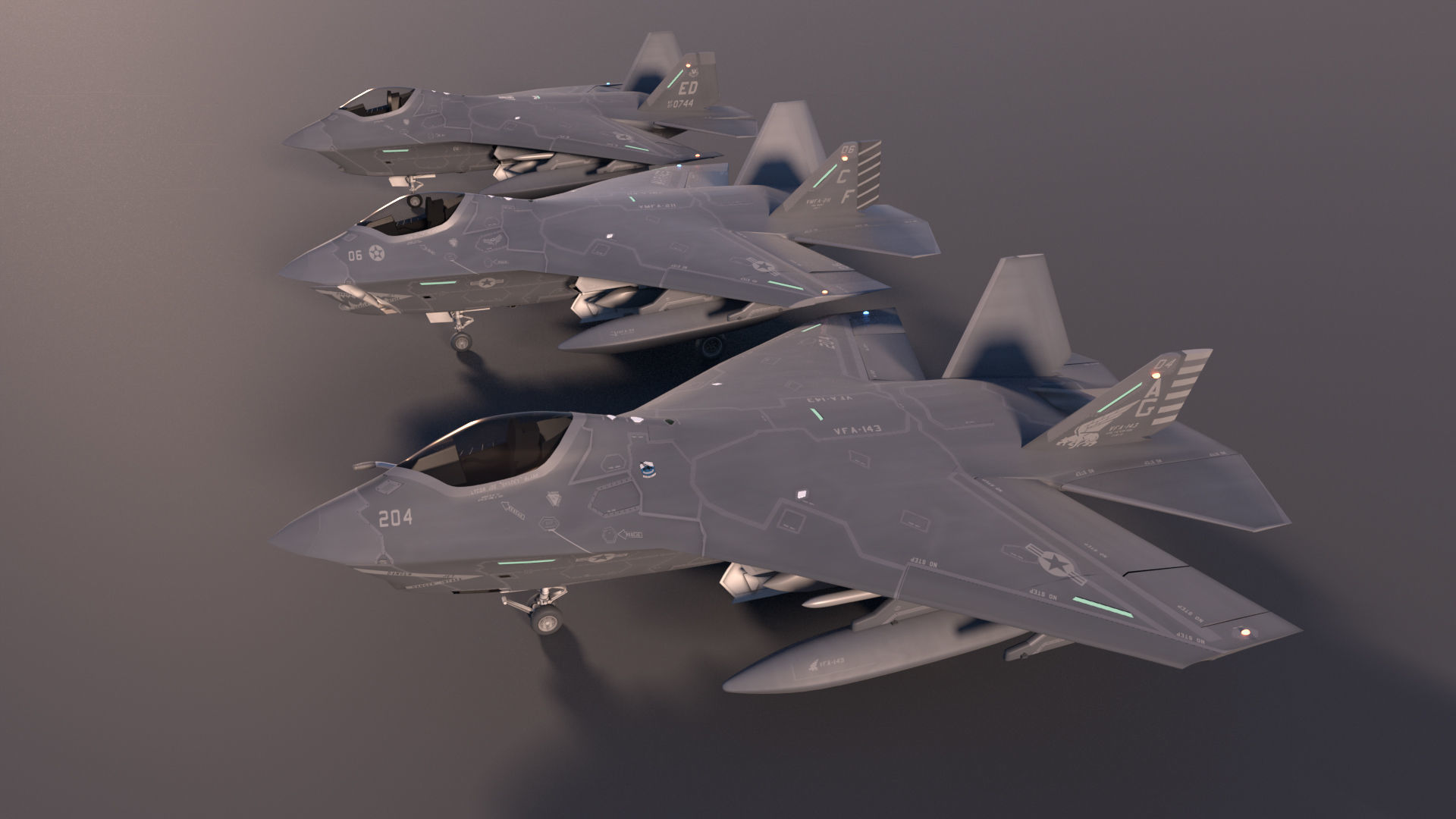 F-32 Joint Strike Fighter Low-poly 3D model_3