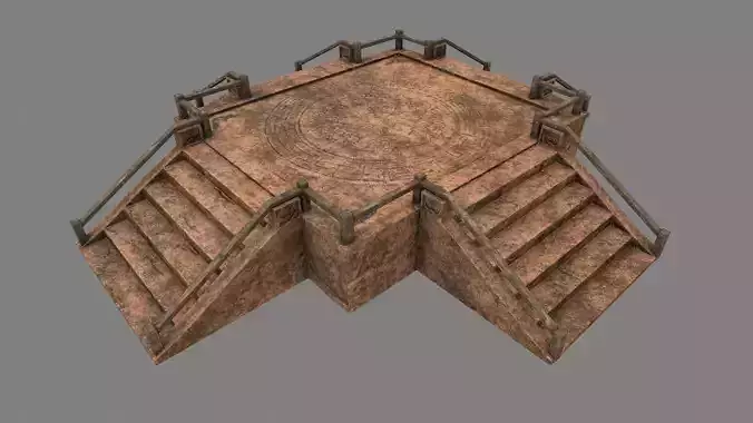 Stairs set of with metal railings