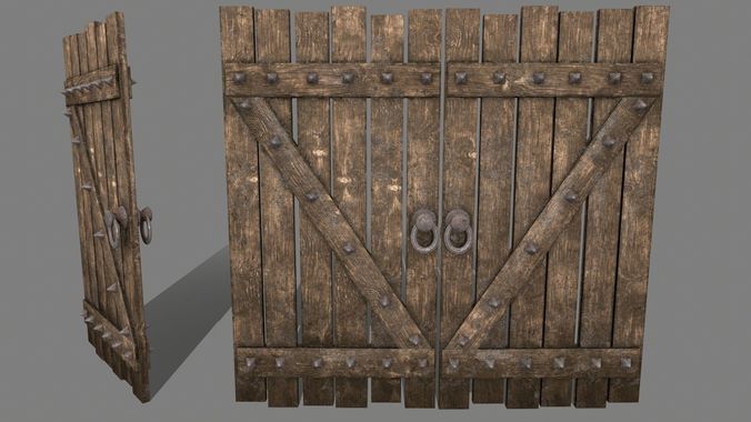 Medieval Door Low-poly 3D model