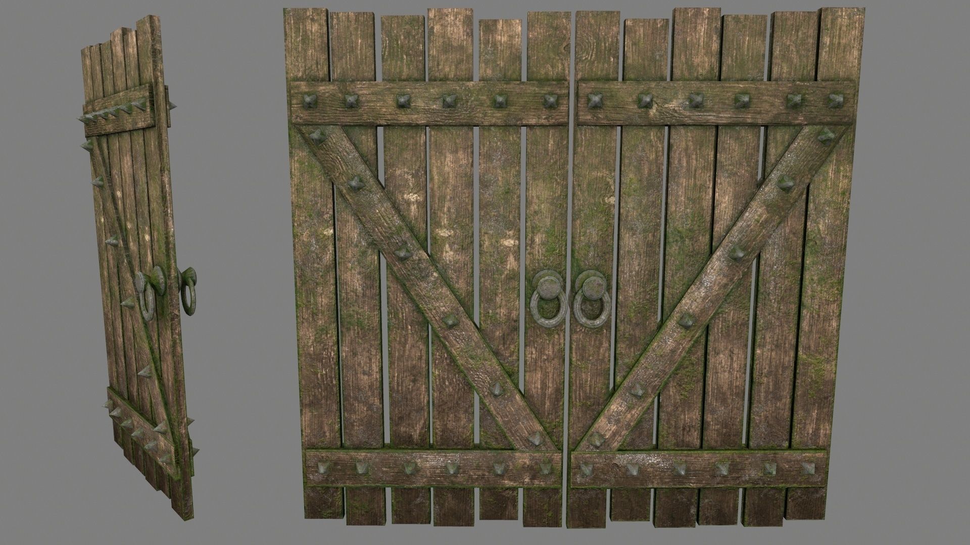Medieval Door Low-poly 3D model_2