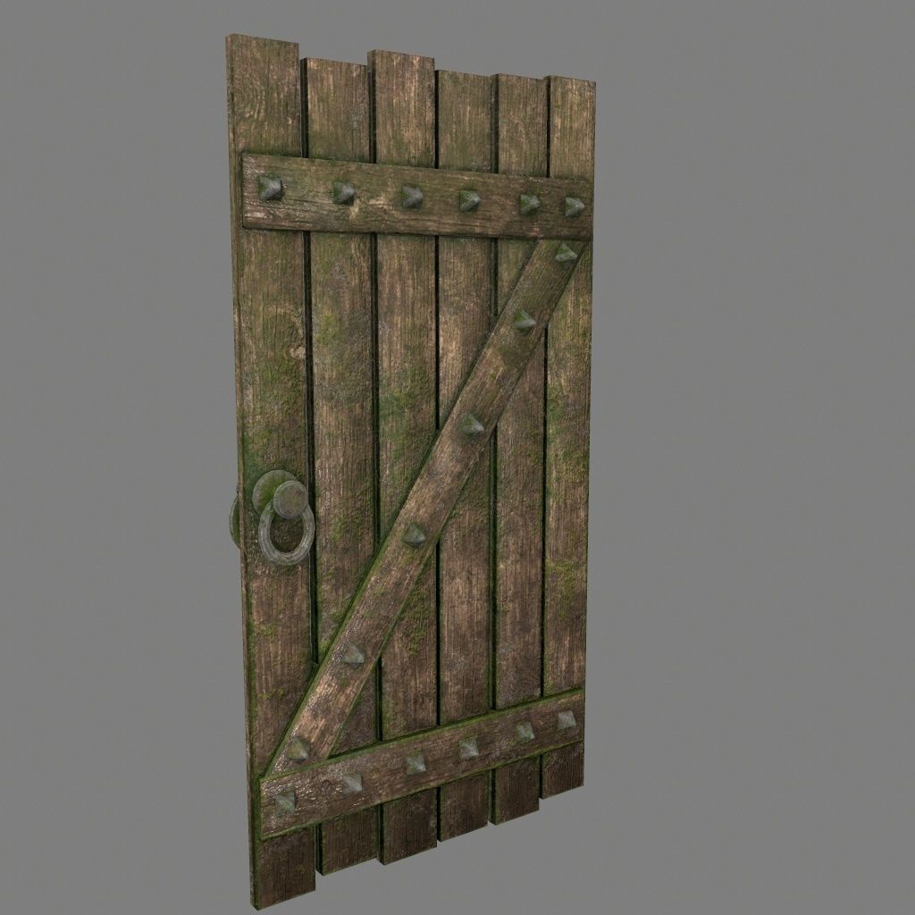 Medieval Door Low-poly 3D model_4