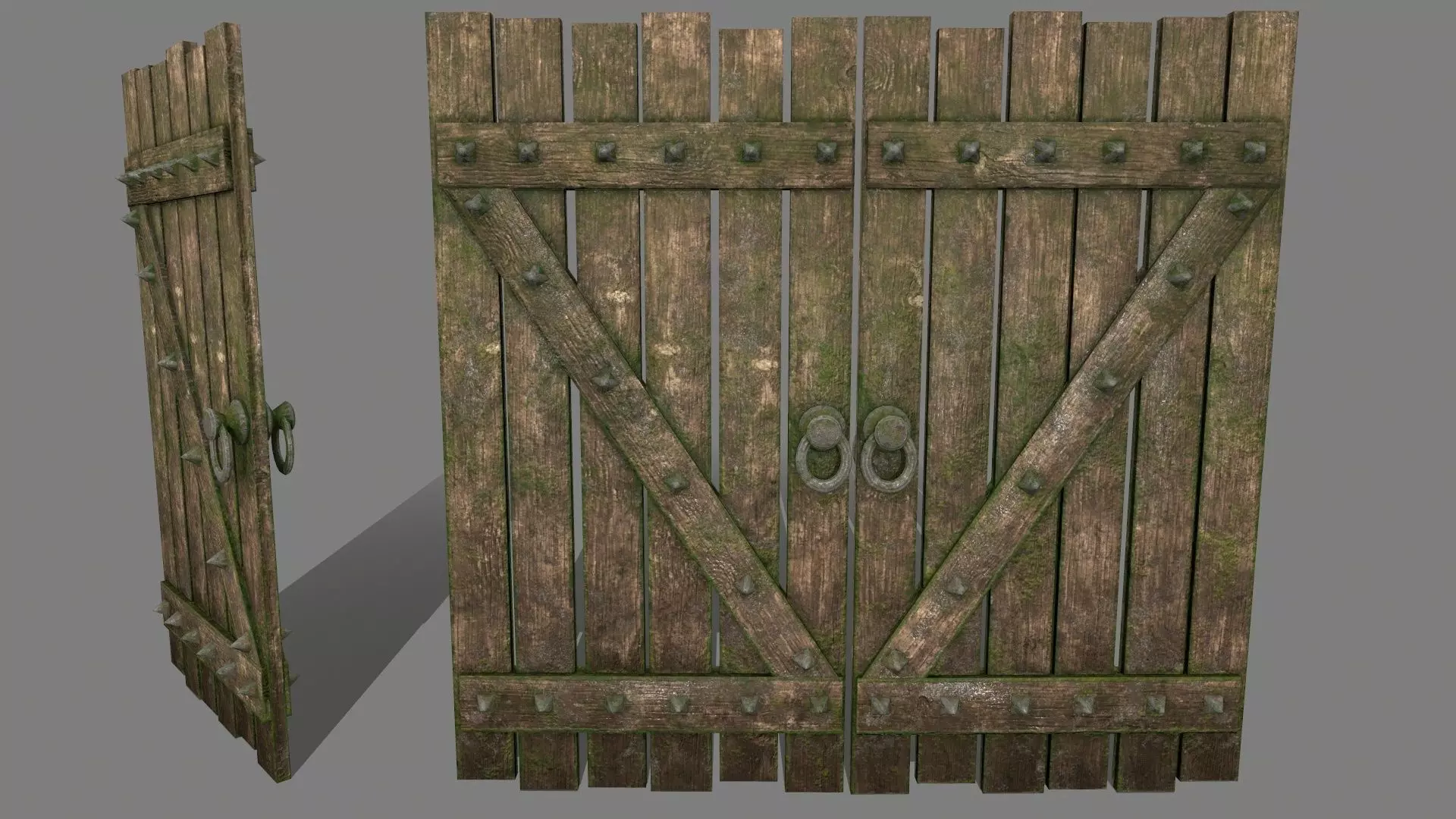 Medieval Door Low-poly 3D model_0
