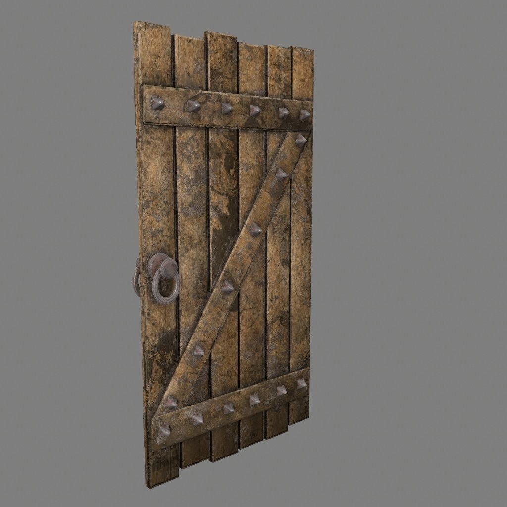 Medieval Door   Low-poly 3D model_4