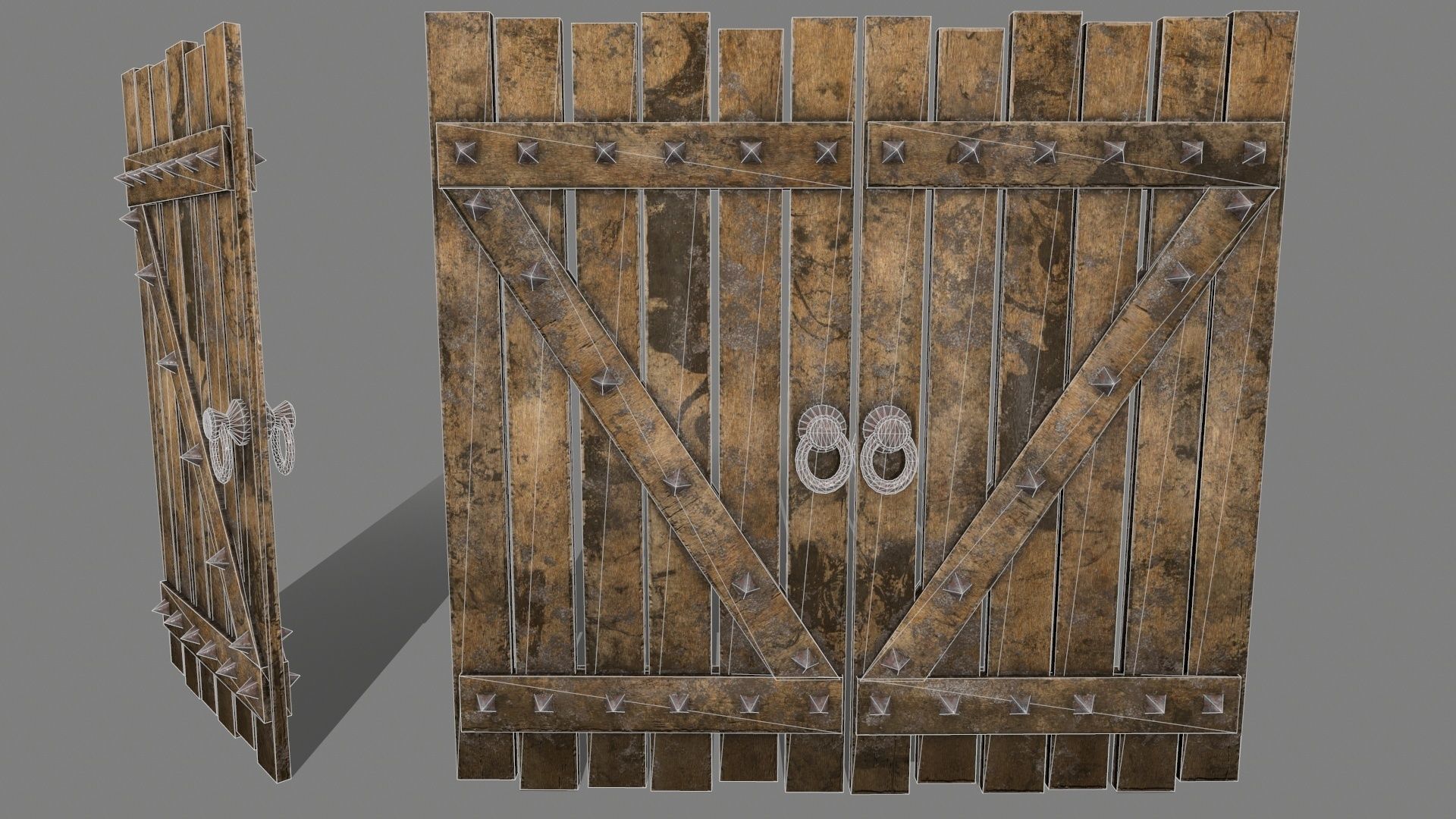 Medieval Door   Low-poly 3D model_1