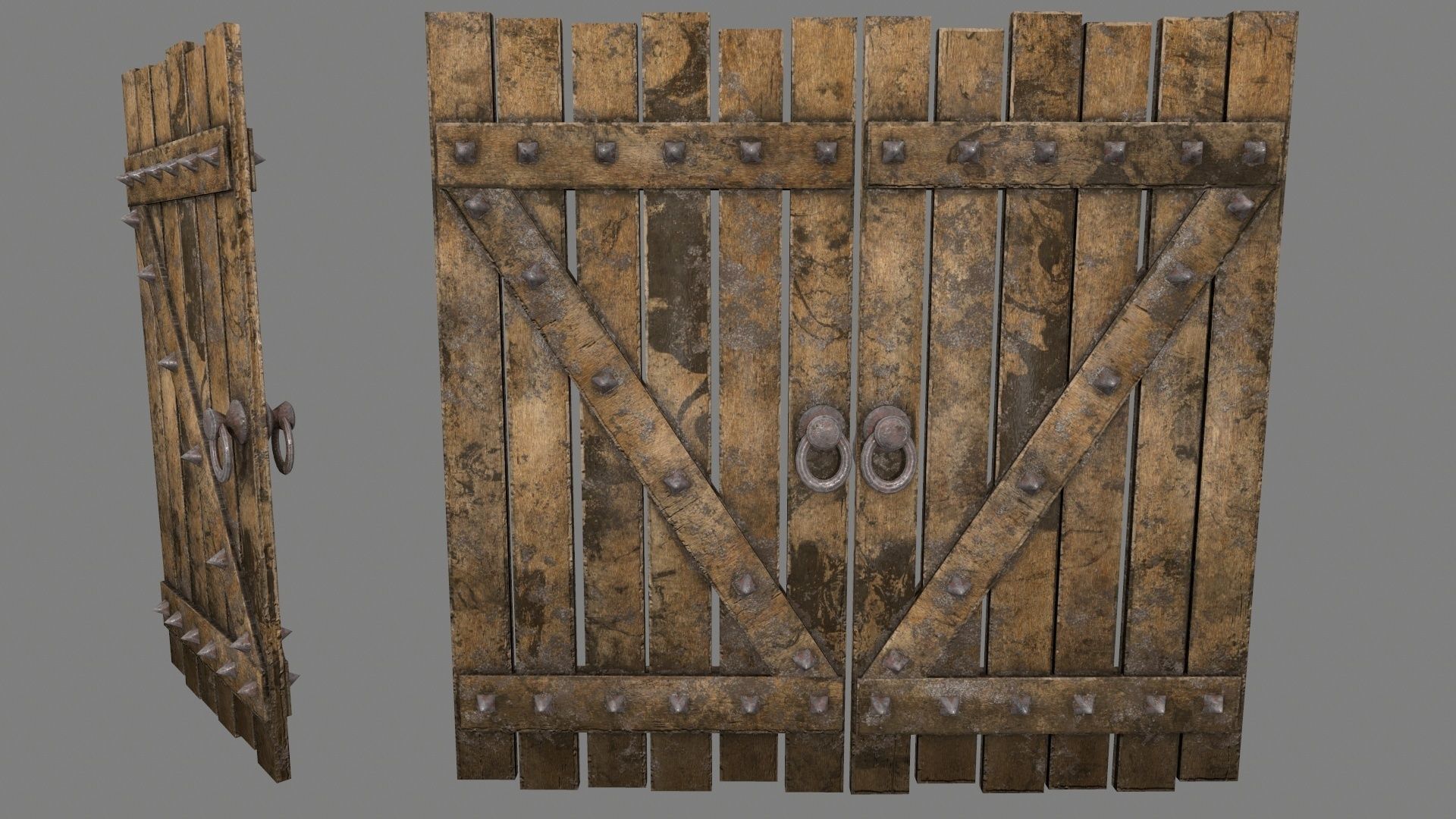 Medieval Door   Low-poly 3D model_2