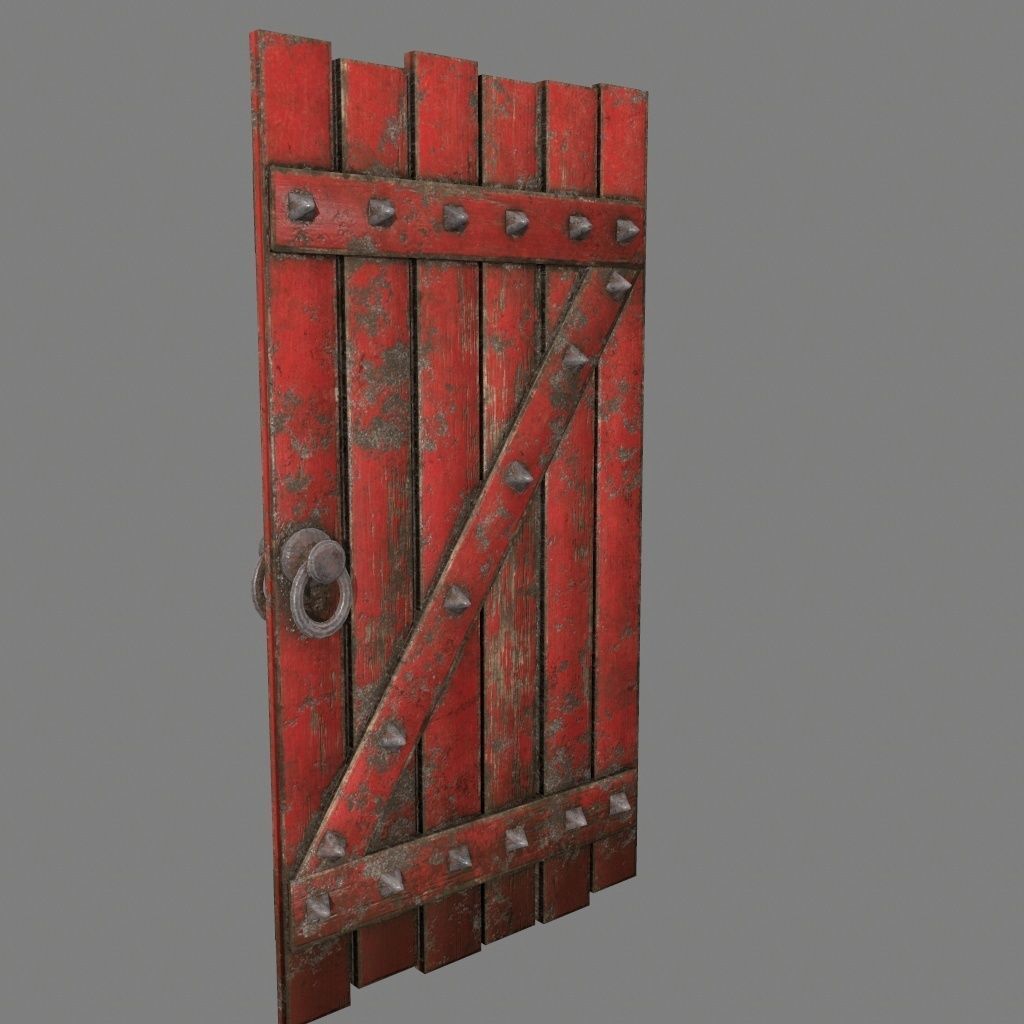 Medieval Door Low-poly 3D model_4