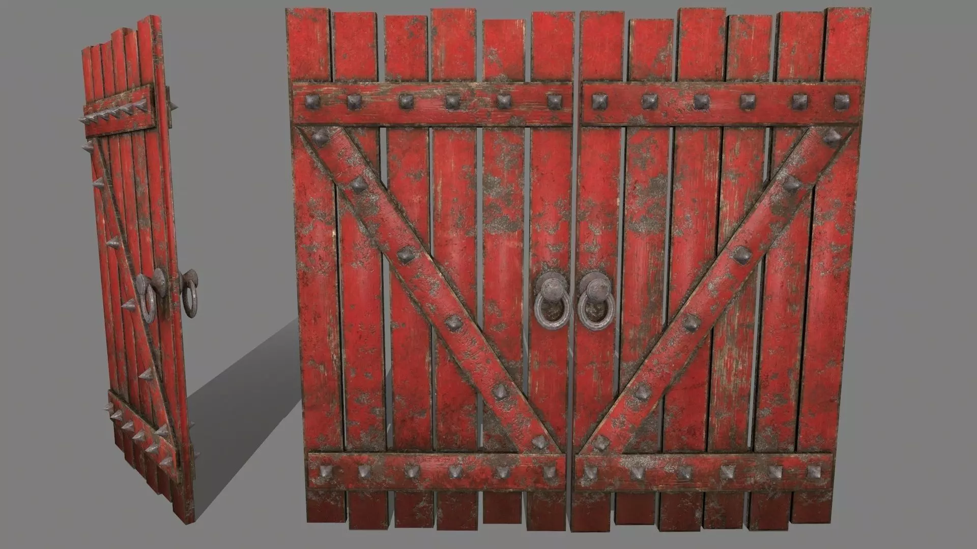 Medieval Door Low-poly 3D model_0