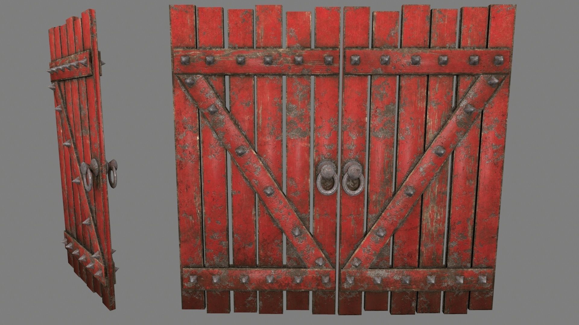 Medieval Door Low-poly 3D model_2