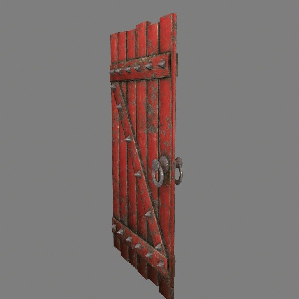 Medieval Door Low-poly 3D model_7