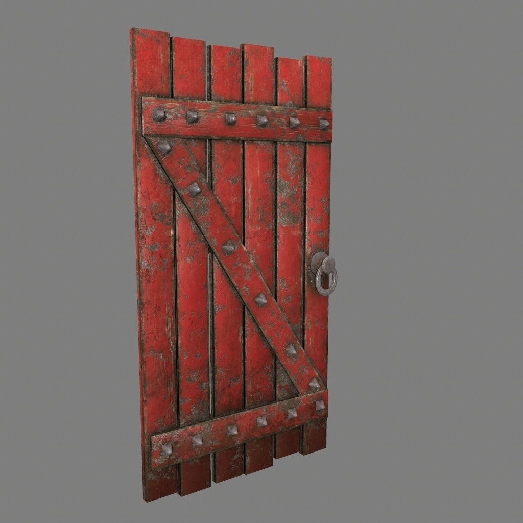 Medieval Door Low-poly 3D model_9