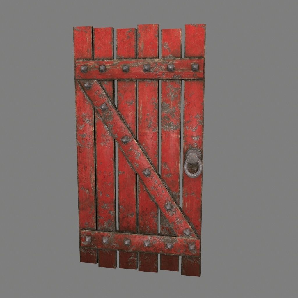 Medieval Door Low-poly 3D model_8