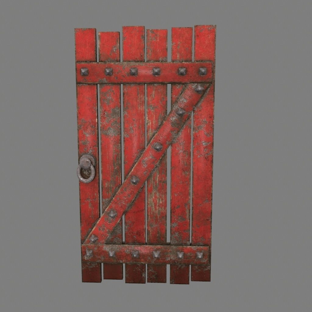 Medieval Door Low-poly 3D model_13