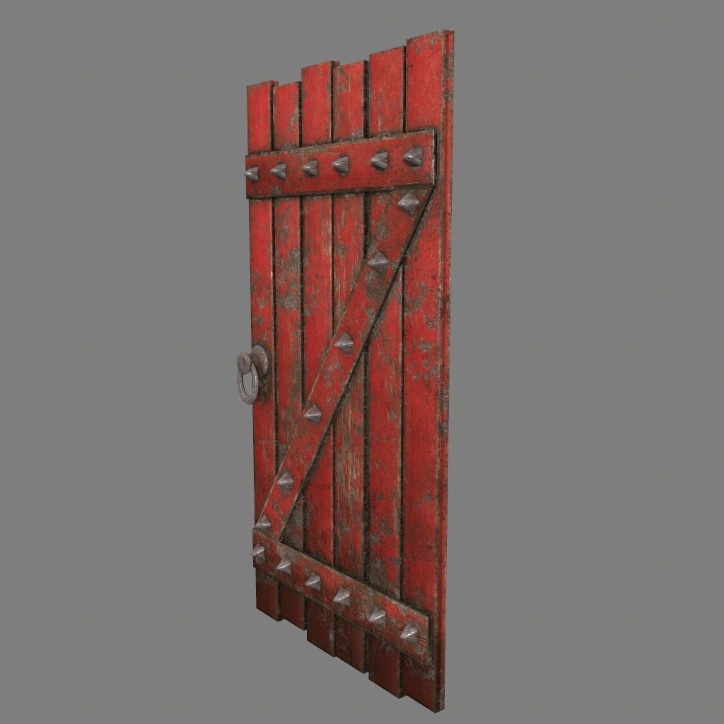 Medieval Door Low-poly 3D model_12