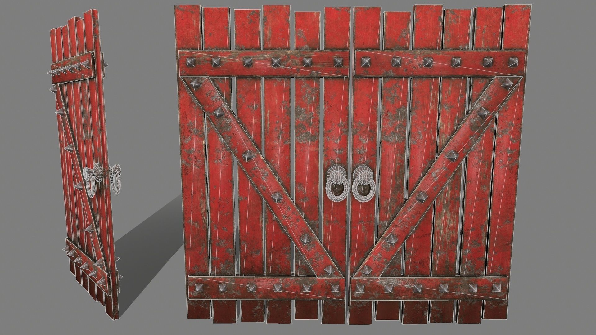 Medieval Door Low-poly 3D model_1