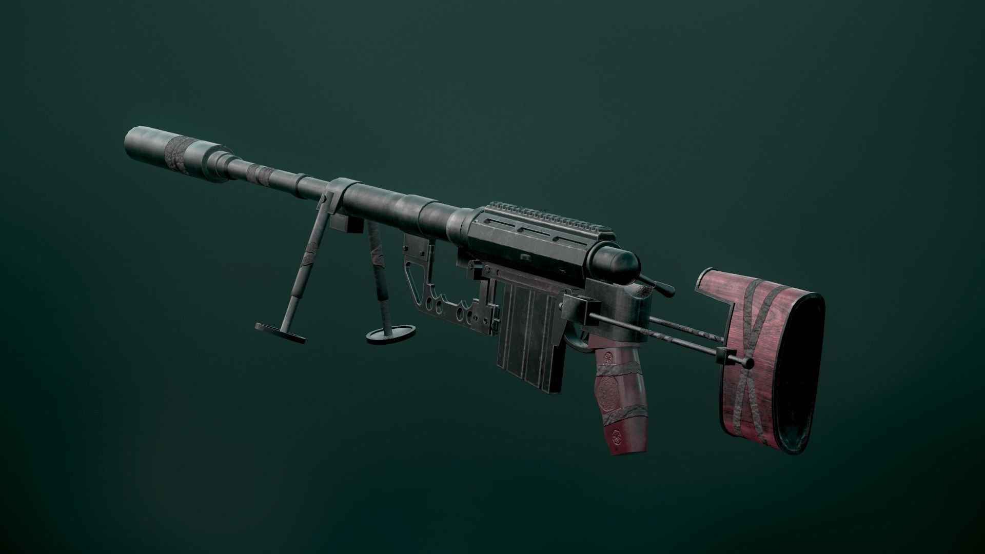 M200-withoutscope machine gun Low-poly 3D model_2