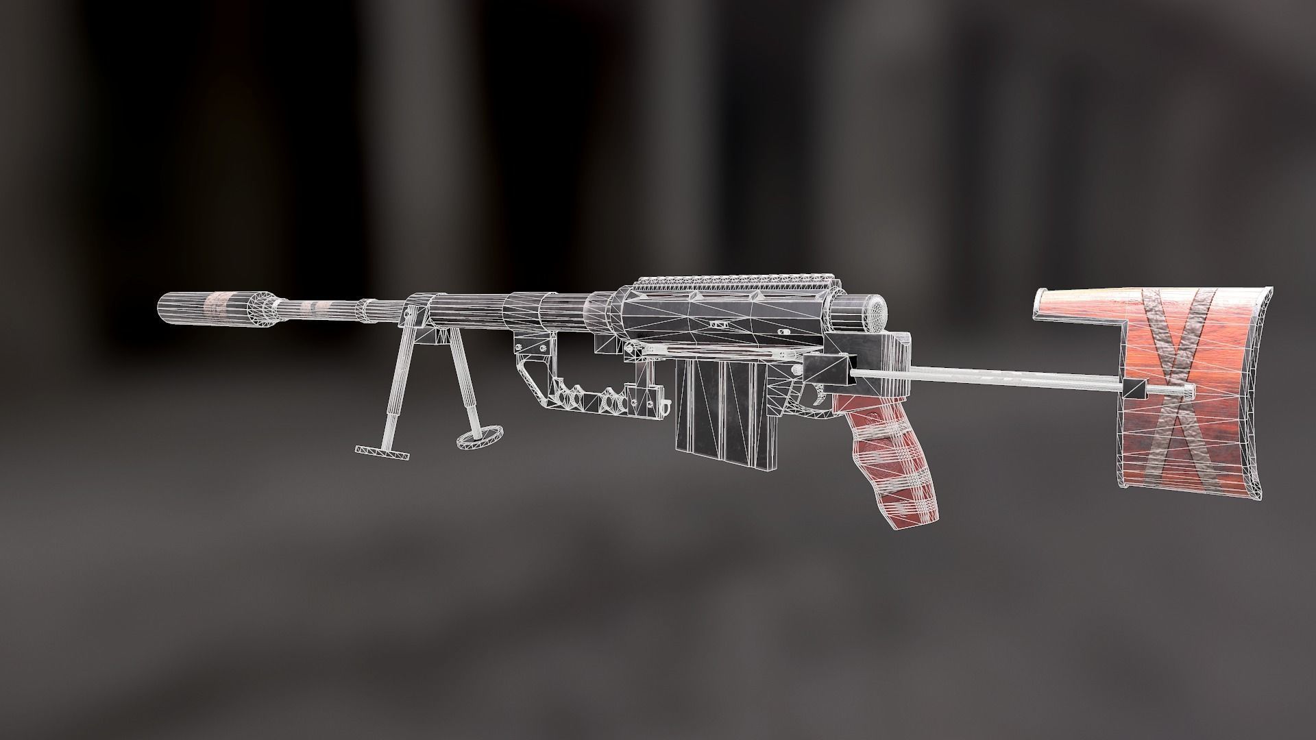 M200-withoutscope machine gun Low-poly 3D model_4