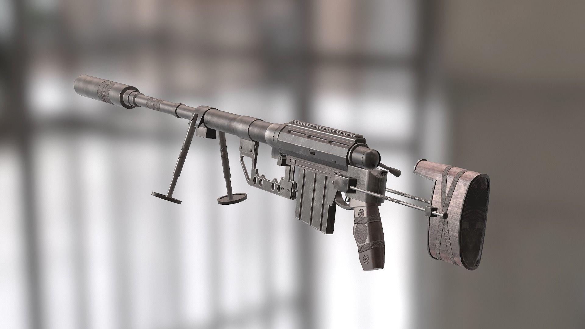 M200-withoutscope machine gun Low-poly 3D model_1