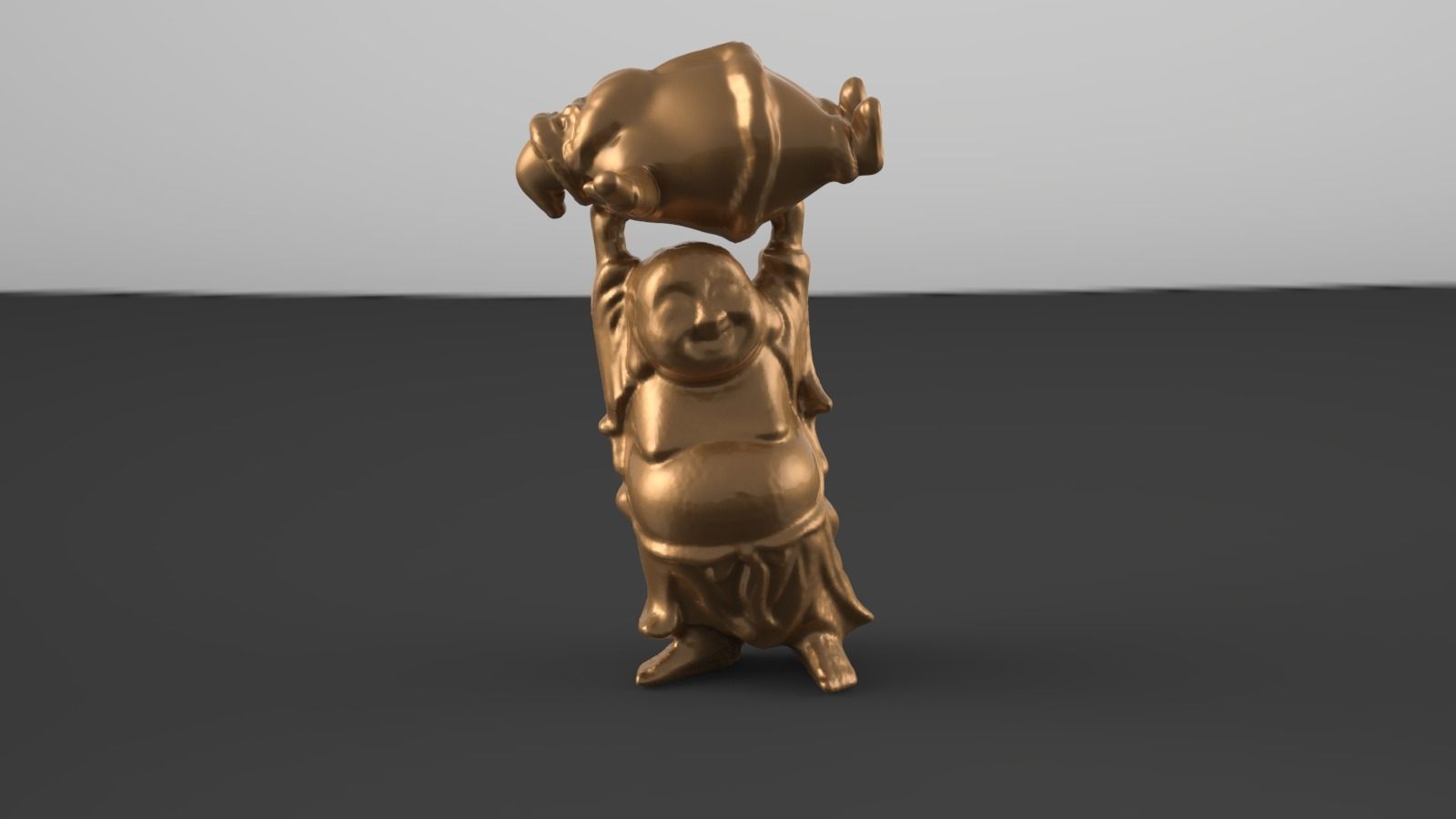 Buddha Throwing Santa 3D Print Sculpture Free 3D print model_0