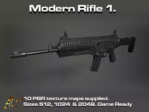 Modern Rifle 1 Low-poly 3D model