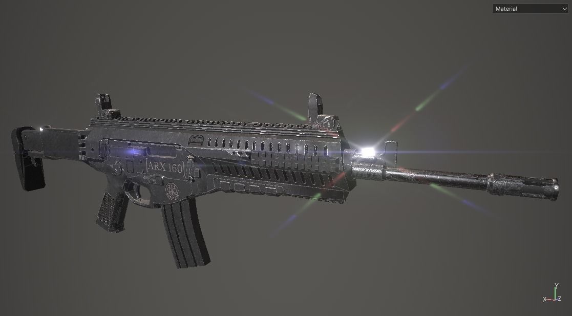 Modern Rifle 1 Low-poly 3D model_8