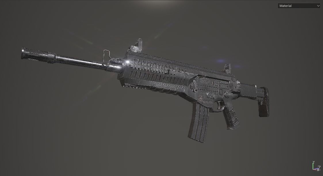 Modern Rifle 1 Low-poly 3D model_7