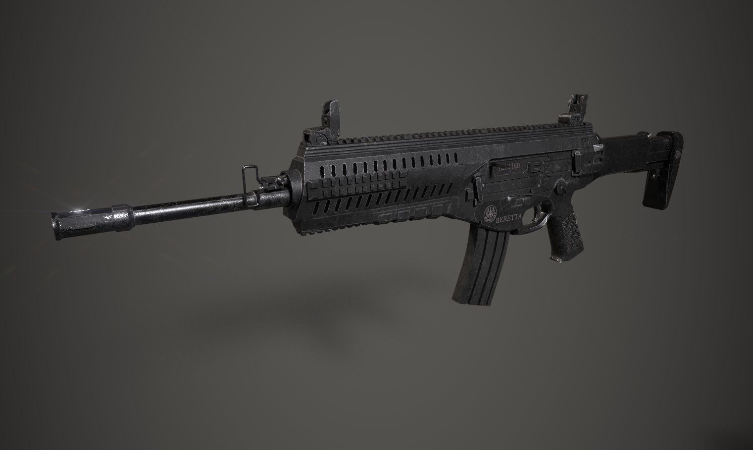 Modern Rifle 1 Low-poly 3D model_2