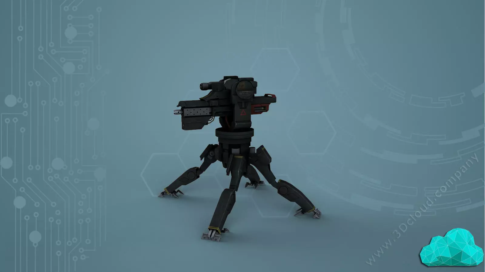 Sentry GunWY Low-poly 3D model_0