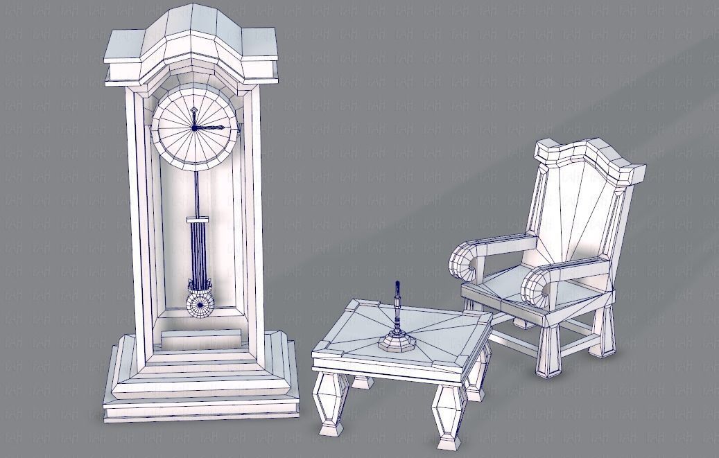 Furniture set for game Low-poly 3D model_41